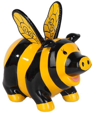 Bee with piggy bank